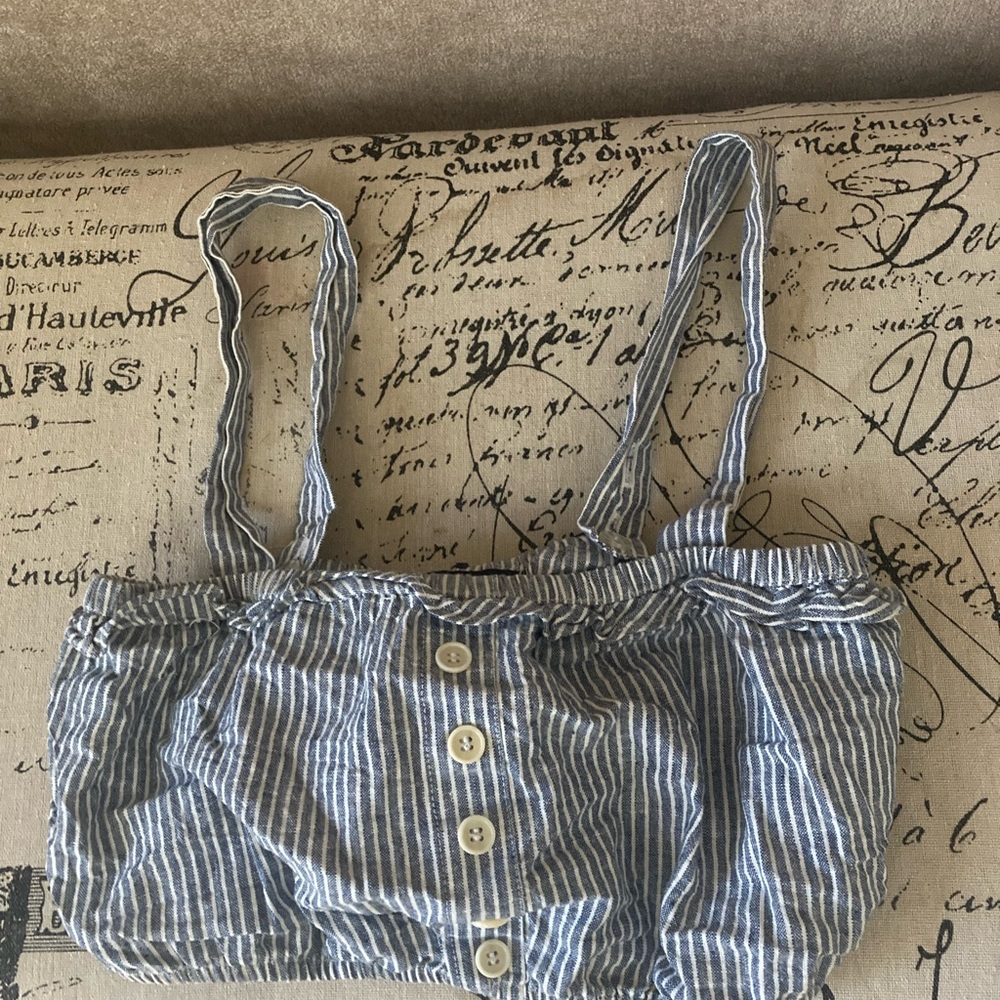 Reformation Blue and White Striped Crop Top
